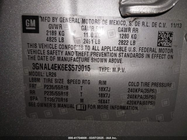 3GNAL4EK6ES579015 Chevrolet Captiva Sport Ltz