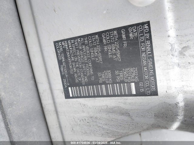 Nissan ROGUE SV 2015 KNMAT2MV0FP536752 Image 9