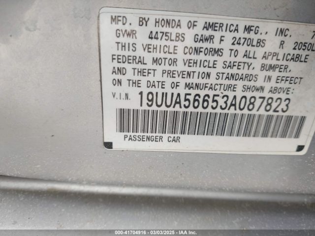 2003 ACURA TL 19UUA56653A087823 Photo 8