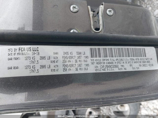 1C4PJMBX9KD329661 Jeep Cherokee Trailhawk 4x4