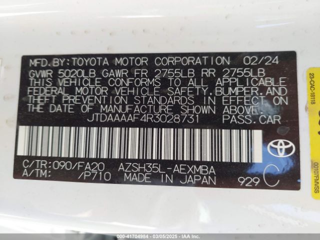 JTDAAAAF4R3028731 Toyota Crown Xle