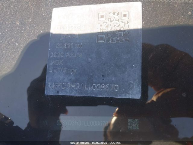 5J8YD3H31LL008670 Acura Mdx Standard