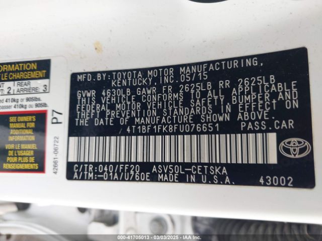4T1BF1FK8FU076651 Toyota CAMRY SE