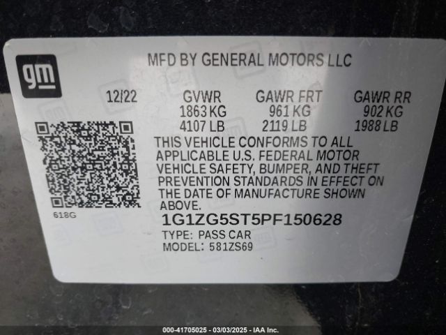 1G1ZG5ST5PF150628 Chevrolet Malibu Fwd Rs