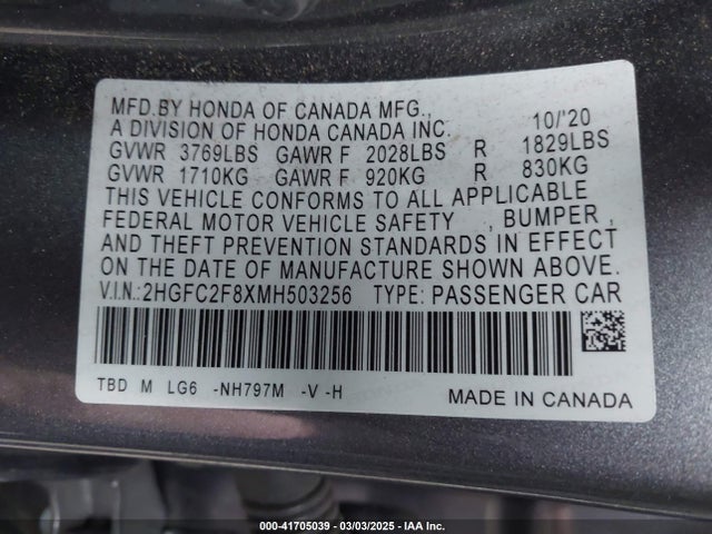 Honda Civic Sport 2021 2HGFC2F8XMH503256 Image 9