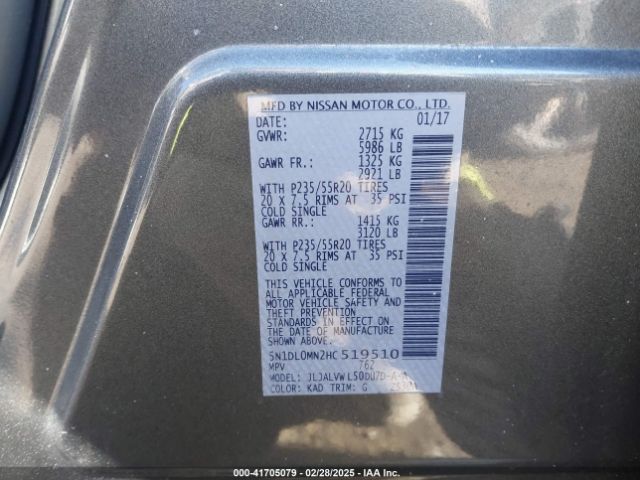 5N1DL0MN2HC519510 Infiniti QX60