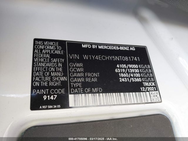 W1Y4ECHY5NT081741 Mercedes-Benz Sprinter 2500 High Roof V6