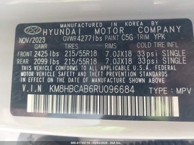 KM8HBCAB6RU096684 Hyundai Kona Sel