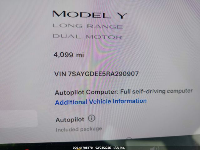 7SAYGDEE5RA290907 Tesla Model Y Long Range Dual Motor All-wheel Drive