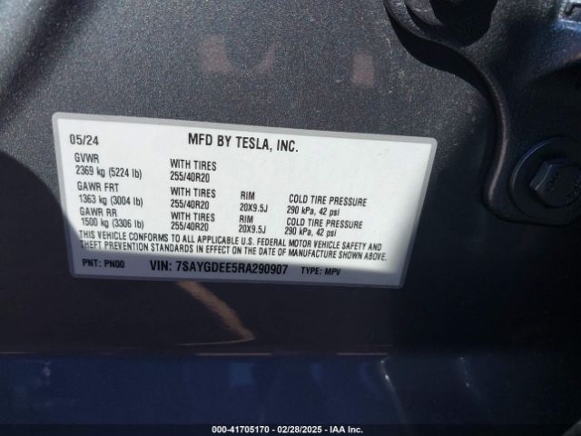 7SAYGDEE5RA290907 Tesla Model Y Long Range Dual Motor All-wheel Drive