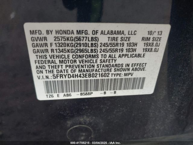 5FRYD4H43EB021602 Acura Mdx Technology Package