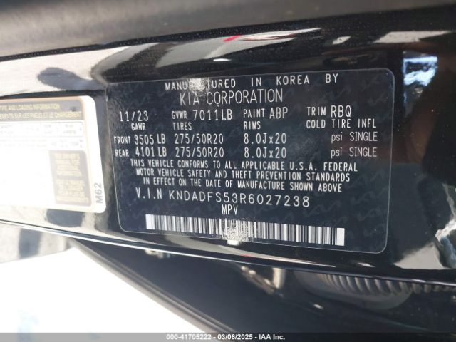 KNDADFS53R6027238 KIA Ev9 Land