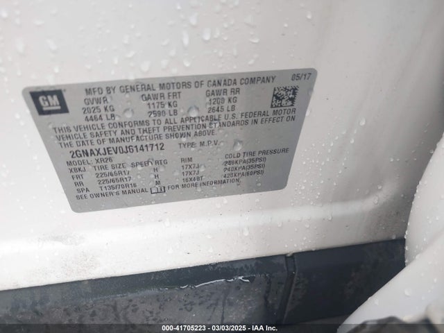 2GNAXJEV0J6141712 Chevrolet EQUINOX LT