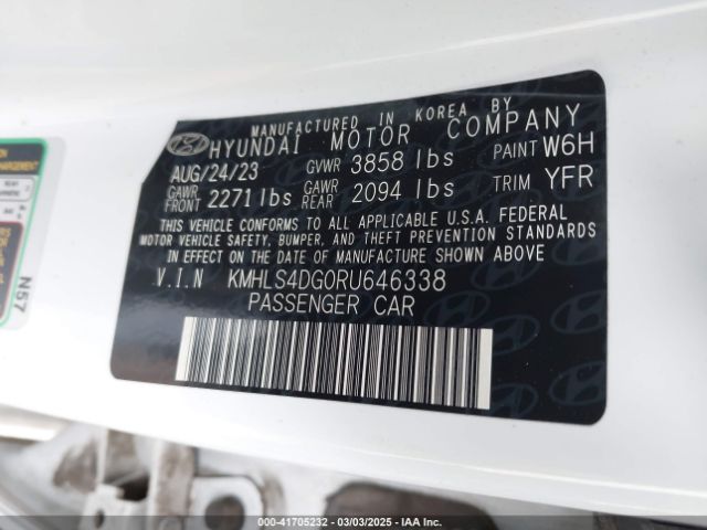 KMHLS4DG0RU646338 Hyundai ELANTRA SEL