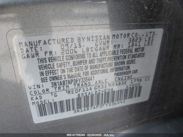 Nissan SENTRA SV 2015 3N1AB7AP3FY336441 Image 9