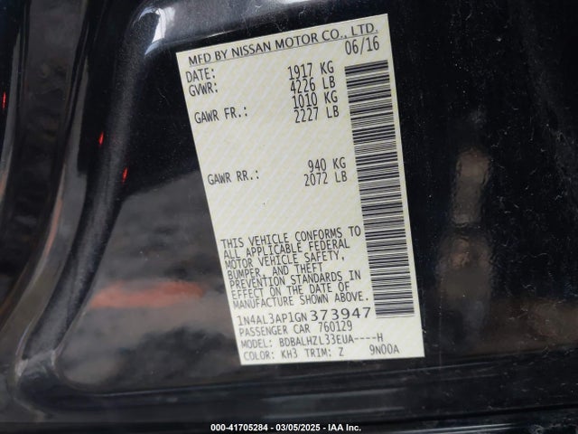 1N4AL3AP1GN373947 Nissan Altima 2.5 Sr