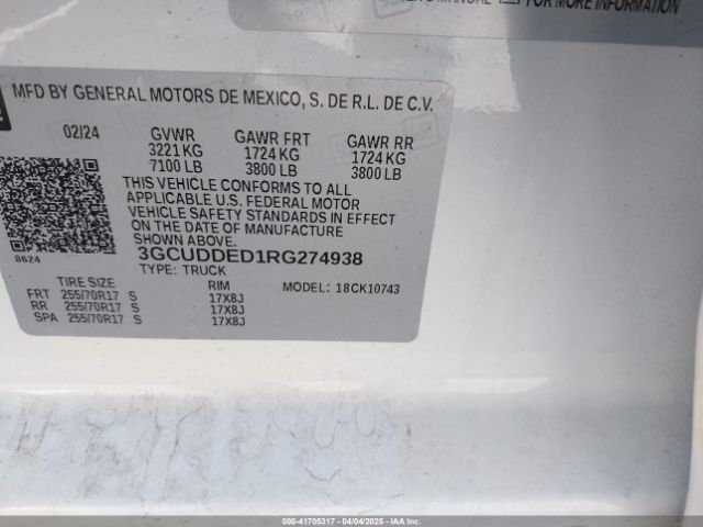 3GCUDDED1RG274938 Chevrolet Silverado 1500 4wd  Standard Bed Lt