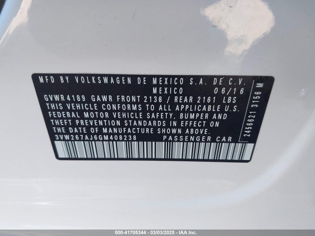 3VW267AJ6GM408238 Volkswagen Jetta 1.4t S