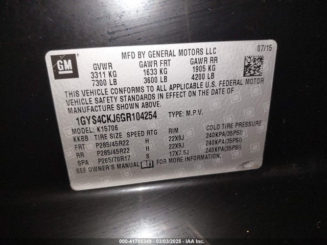 2016 CADILLAC ESCALADE 1GYS4CKJ6GR104254 Photo 8