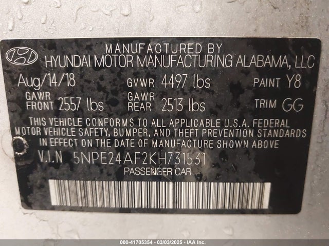 Hyundai SONATA SE 2019 5NPE24AF2KH731531 Image 9