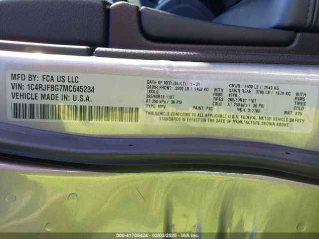 1C4RJFBG7MC645234 Jeep Grand Cherokee Limited 4x4