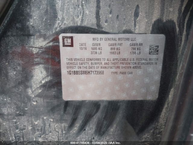 1G1BB5SM6H7173968 Chevrolet Cruze Ls Manual
