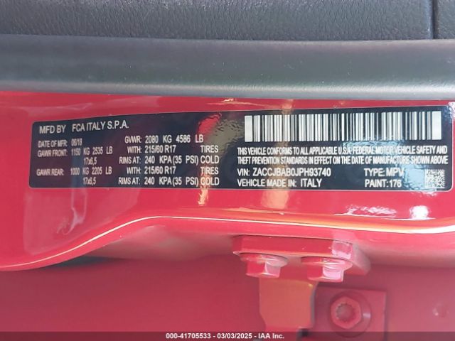 ZACCJBAB0JPH93740 Jeep Renegade Upland Edition 4x4