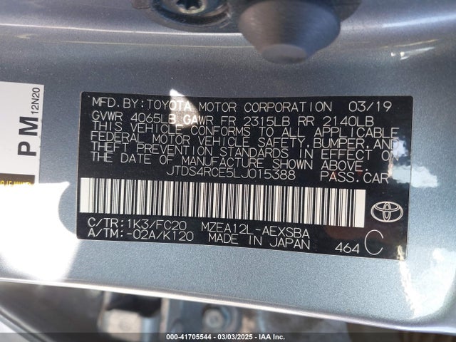 JTDS4RCE5LJ015388 Toyota COROLLA SE