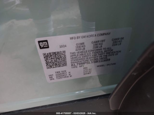 KL79MPSL5SB111689 Chevrolet Trailblazer Fwd Lt