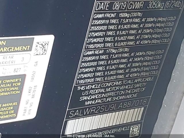 SALWR2SU9LA887018 Land Rover aj20p6