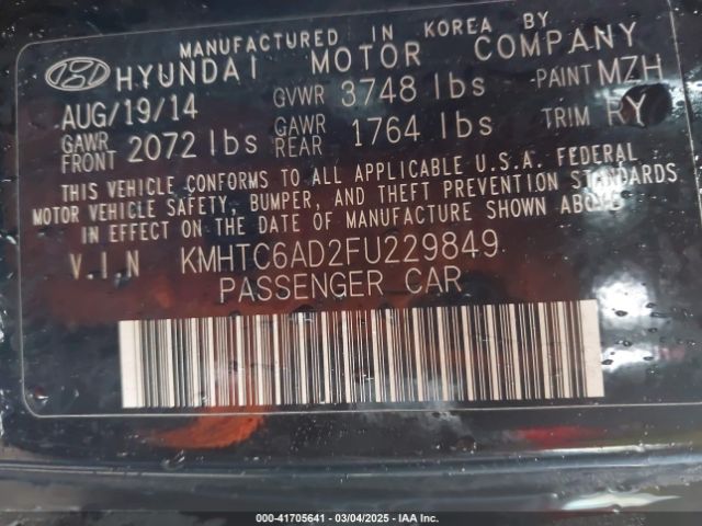 KMHTC6AD2FU229849 Hyundai Veloster