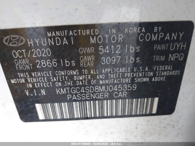 KMTGC4SD8MU045359 Genesis G80 3.5t Rwd