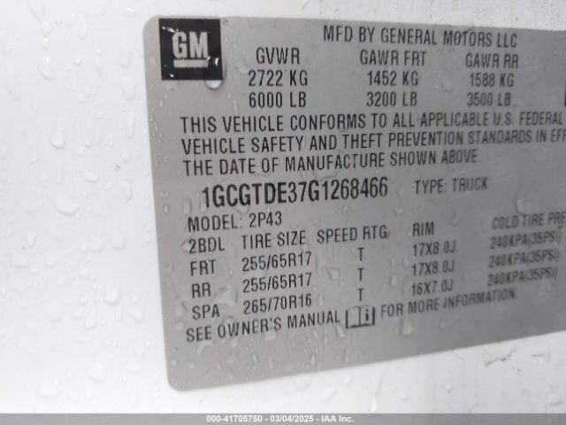 1GCGTDE37G1268466 Chevrolet Colorado Z71