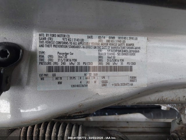 1FADP3K24EL270566 Ford FOCUS SE