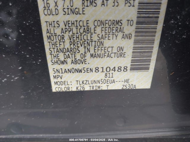 5N1AN0NW5EN810488 Nissan Xterra Pro-4x/s/x
