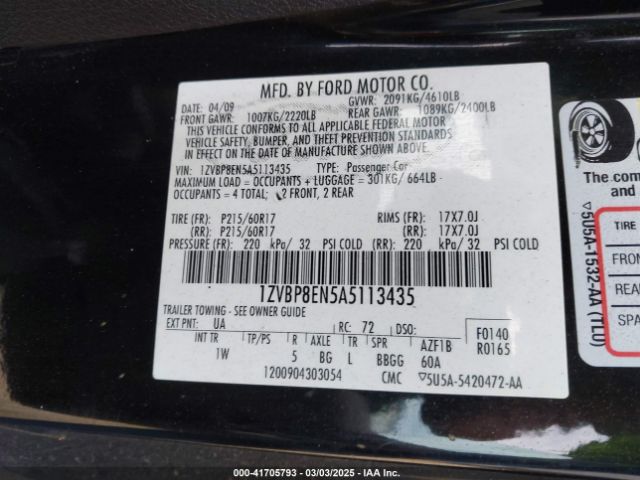 2010 FORD MUSTANG 1ZVBP8EN5A5113435 Photo 8