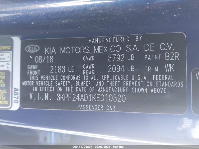KIA Forte Lxs 2019 3KPF24AD1KE010320 Image 9