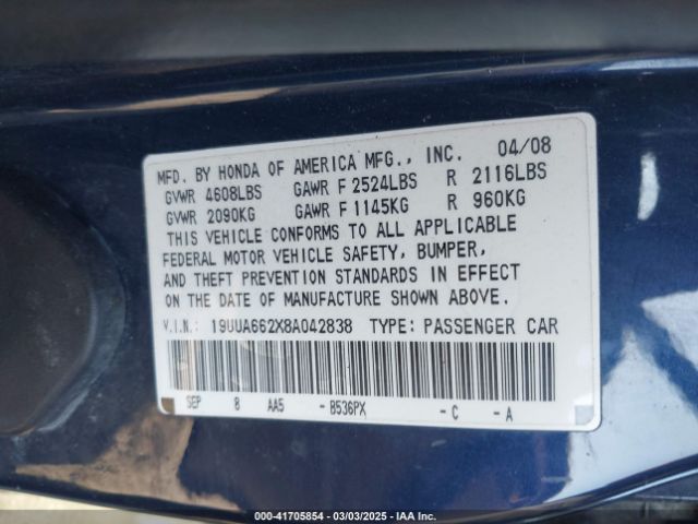2008 ACURA TL 19UUA662X8A042838 Photo 8