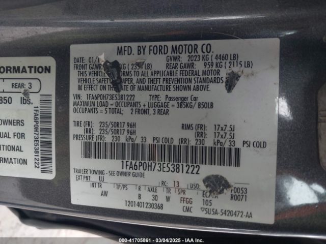 1FA6P0H73E5381222 Ford FUSION SE