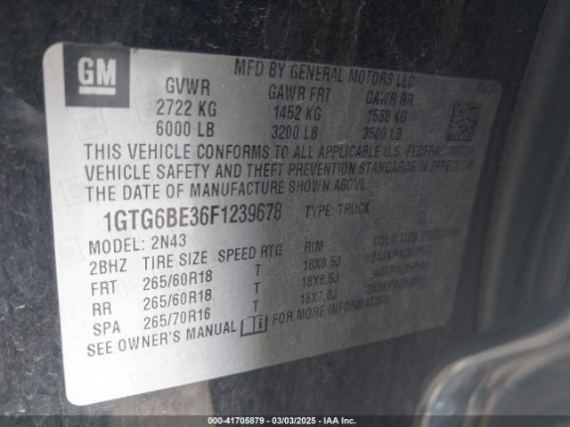 1GTG6BE36F1239678 GMC CANYON SLE
