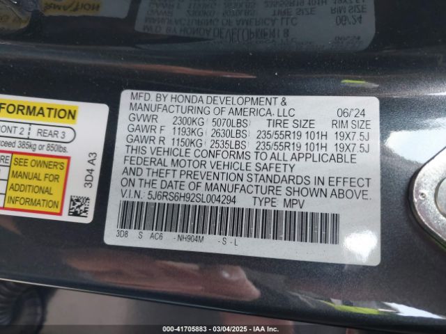 5J6RS6H92SL004294 Honda Cr-v Hybrid Sport Touring