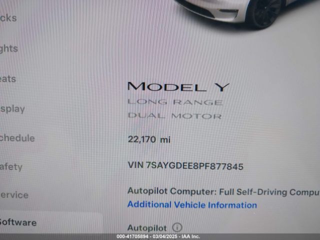 7SAYGDEE8PF877845 Tesla Model Y Awd/long Range Dual Motor All-wheel Drive