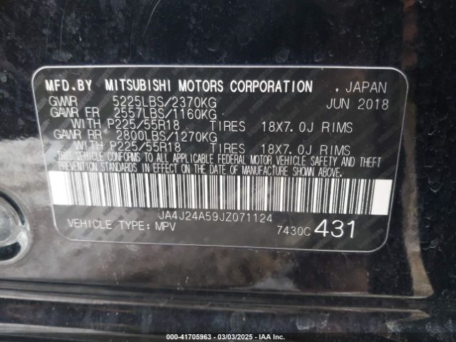 JA4J24A59JZ071124 Mitsubishi Outlander Phev Gt/sel