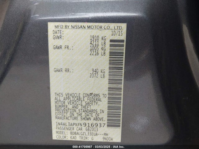 1N4AL3APXFN916937 Nissan Altima 2.5 S