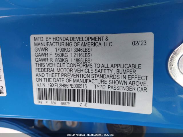 19XFL2H85PE006515 Honda Civic Sport
