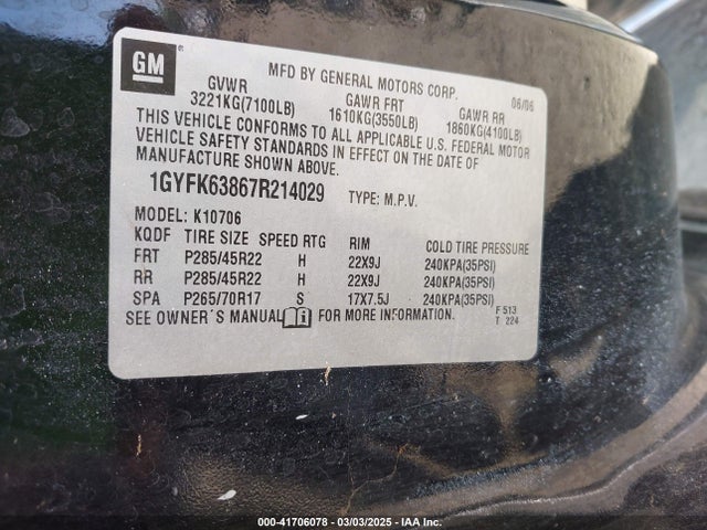 2007 CADILLAC ESCALADE 1GYFK63867R214029 Photo 8