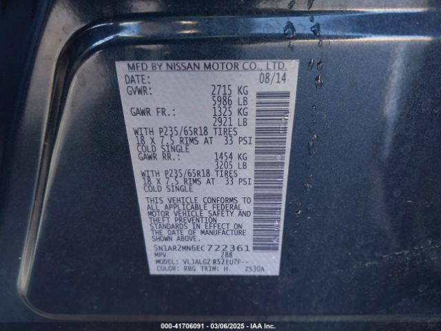 5N1AR2MN6EC722361 Nissan 2014