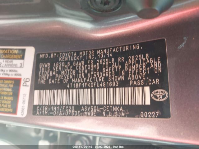 2015 TOYOTA CAMRY 4T1BF1FK0FU481693 Photo 8
