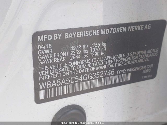 WBA5A5C54GG352746 BMW 528I