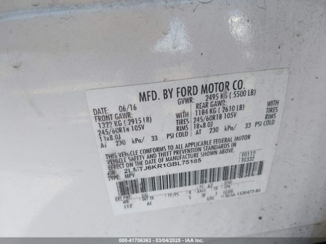 2LMTJ6KR1GBL75185 Lincoln Mkx Select